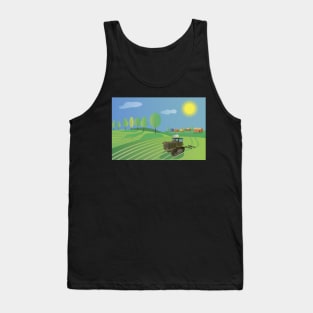 Old Caterpillar Tractor on a Farm Tank Top